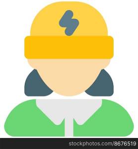 Female electrician wearing safety helmet