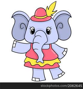 female elephant beast wearing a stylish beautiful dress