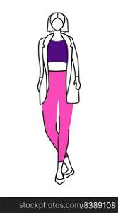 Female fashion model with crossed ankles semi flat color vector character. Standing figure. Full body person on white. Simple cartoon style illustration for web graphic design and animation. Female fashion model with crossed ankles semi flat color vector character