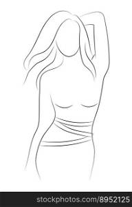 Female figure outline of young girl stylized vector image