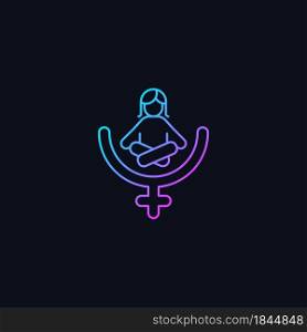 Female gender identity gradient vector icon for dark theme. Feminist therapy. Women empowerment. Mindfulness movement. Thin line color symbol. Modern style pictogram. Vector isolated outline drawing. Female gender identity gradient vector icon for dark theme