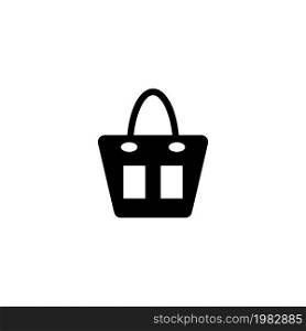 Female Hand Bag. Flat Vector Icon. Simple black symbol on white background. Female Hand Bag Flat Vector Icon