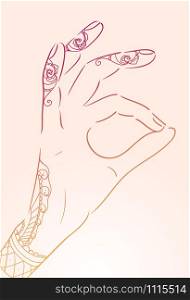 Female hand in the mehendi for yoga studios and your design