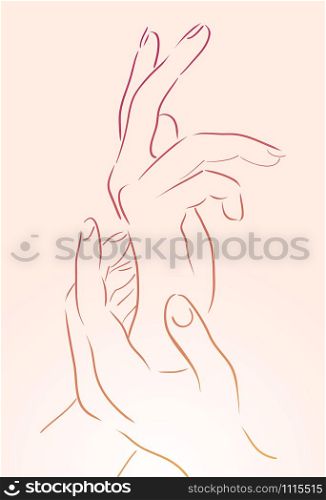 Female hands for yoga and cosmetic studios and your design