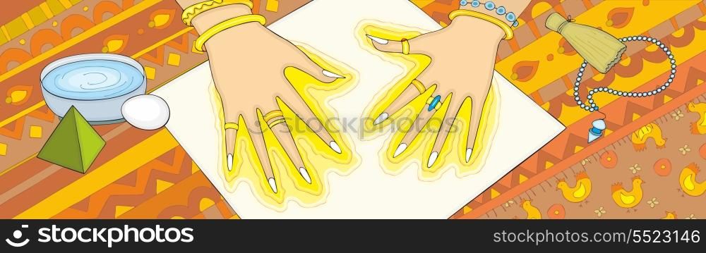 Female hands radiating light