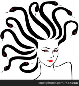 Female Head as a Medusa Gorgon, vector illustration