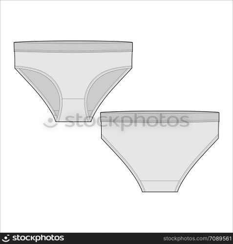 Female knickers. Girls lingerie, underpants. Women panties isolated on white background. Vector illustration. Female knickers. Girls lingerie, underpants. Women panties isolated