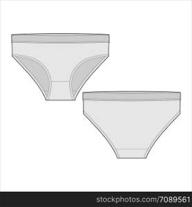 Female knickers. Girls lingerie, underpants. Women panties isolated on white background. Vector illustration. Female knickers. Girls lingerie, underpants. Women panties isolated
