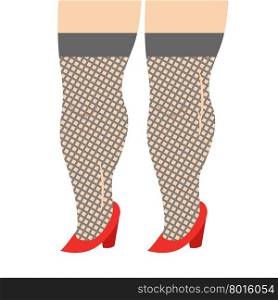 Female Legs in stockings and red shoes. Legs girl prostitute, whore&#xA;