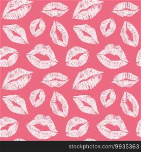 Female lips lipstick kiss seamless pattern cosmetics and love background illustration