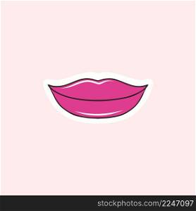 Female lips painted with pink lipstick. Beautiful lips isolated on a white background. Vector illustration for beauty and fashion.