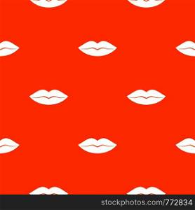 Female lips pattern repeat seamless in orange color for any design. Vector geometric illustration. Female lips pattern seamless