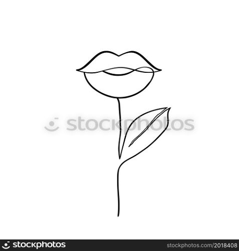 Female lips plant on white background. Beauty and fashion concept.