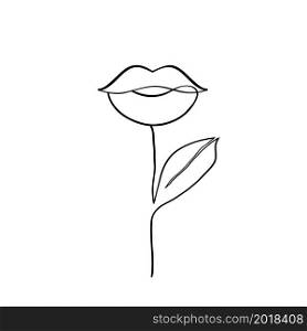 Female lips plant on white background. Beauty and fashion concept.