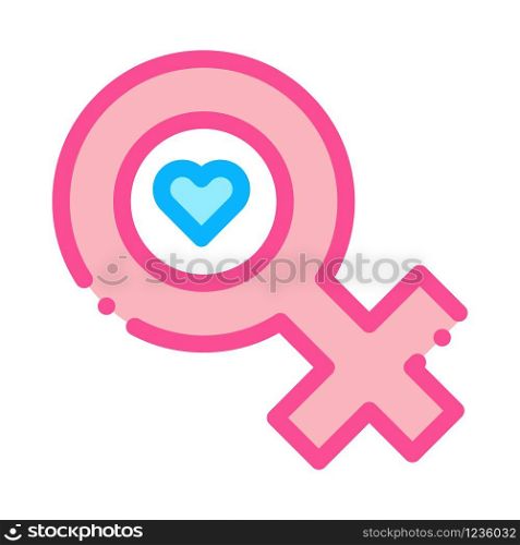 Female Mark Heart Icon Vector. Outline Female Mark Heart Sign. Isolated Contour Symbol Illustration. Female Mark Heart Icon Vector Outline Illustration