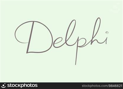 Female name Delphi. Handwritten lettering calligraphy Girl name. Vector illustration