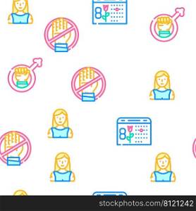 Female Occupation And Profession Vector Seamless Pattern Color Line Illustration. Female Occupation And Profession Icons Set Vector