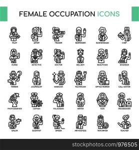 Female Occupation , Thin Line and Pixel Perfect Icons