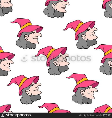 female old witch seamless pattern textile print