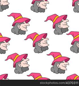 female old witch seamless pattern textile print