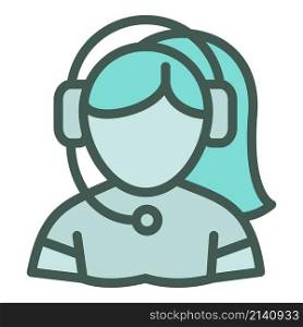 Female operator icon outline vector. Call center. Work job. Female operator icon outline vector. Call center