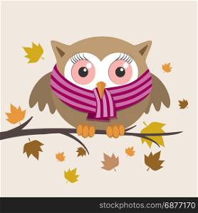 Female owl with scarf on a fall day