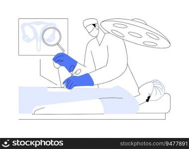 Female pelvic laparoscopy abstract concept vector illustration. Gynecologist deals with female pelvic laparoscopy in hospital, reproductive medicine and infertility abstract metaphor.. Female pelvic laparoscopy abstract concept vector illustration.