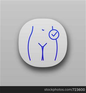 Female reproductive health app icon. Women's health. Successful gynecological exam. Gynecology. UI/UX user interface. Web or mobile application. Vector isolated illustration. Female reproductive health app icon