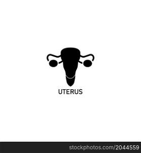 Female reproductive organs icon. Uterus sign in the circle isolated on white background. Female reproductive system symbol. Vector illustration