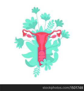 Female reproductive system flat concept vector illustration. Woman fertilization. Womb and uterus. Physiology 2D cartoon object for web design. Healthy human internal organ creative idea. Female reproductive system flat concept vector illustration