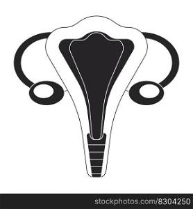 Female reproductive system flat line black white vector object. Internal anatomy. Editable cartoon style icon. Simple isolated outline spot illustration for web graphic design and animation. Female reproductive system flat line black white vector object