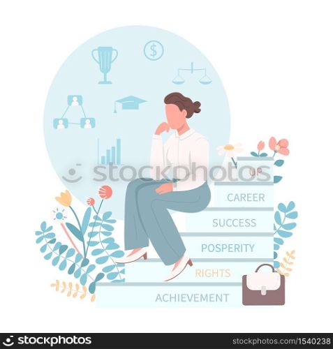 Female rights flat concept vector illustration. Gender equality for workplace. Support for career woman. Businesswoman 2D cartoon characters for web design. Women empowerment creative idea. Female rights flat concept vector illustration
