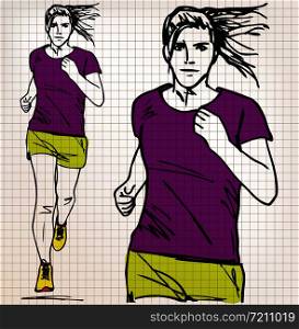 female runner sketch illustration