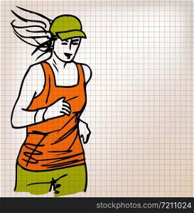 female runner sketch illustration