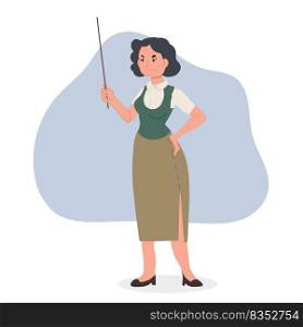 female school teacher is angry.Flat vector cartoon character illustration