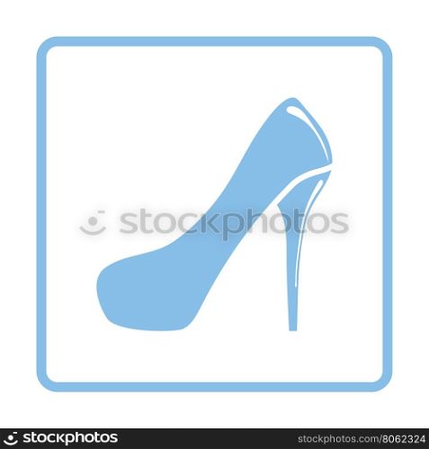 Female shoe with high heel icon. Blue frame design. Vector illustration.