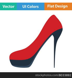 Female shoe with high heel icon. Flat design. Vector illustration.