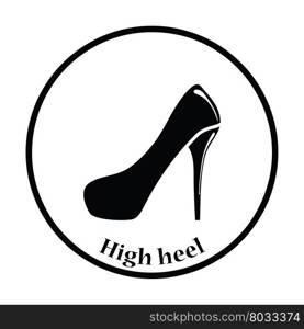 Female shoe with high heel icon. Thin circle design. Vector illustration.