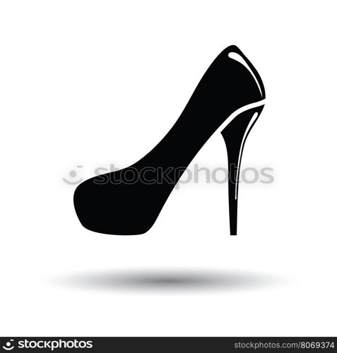 Female shoe with high heel icon. White background with shadow design. Vector illustration.