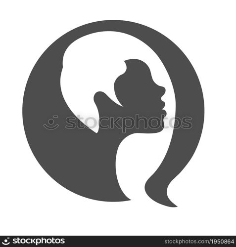 Female silhouette. An icon for a logo, brand, or sticker. An icon for a website or application. Flat style.