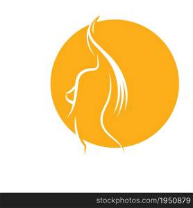 Female silhouette. An icon for a logo, brand, or sticker. An icon for a website or application. Flat style.