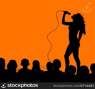 Female singer with crowd