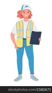 Female supervisor semi flat color vector character. Standing figure. Full body person on white. Gender equality in workplace simple cartoon style illustration for web graphic design and animation. Female supervisor semi flat color vector character