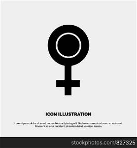 Female, Symbol, Gender Solid Black Glyph Icon