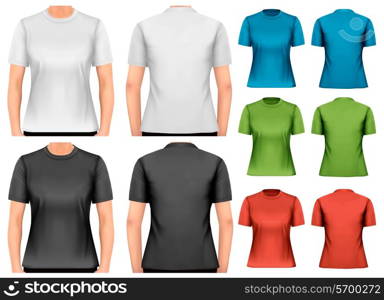 Female t-shirts. Design template. Vector.