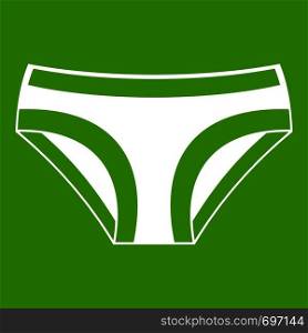 Female underwear icon white isolated on green background. Vector illustration. Female underwear icon green