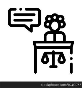 Female Witness Law And Judgement Icon Vector Thin Line. Contour Illustration. Female Witness Law And Judgement Icon Vector Illustration