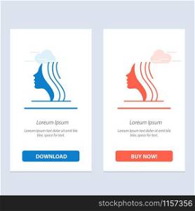 Female, Women, Girl, Face Blue and Red Download and Buy Now web Widget Card Template