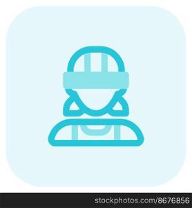 Female worker wearing safety helmet