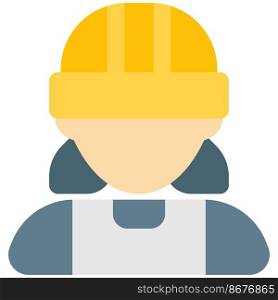 Female worker wearing safety helmet